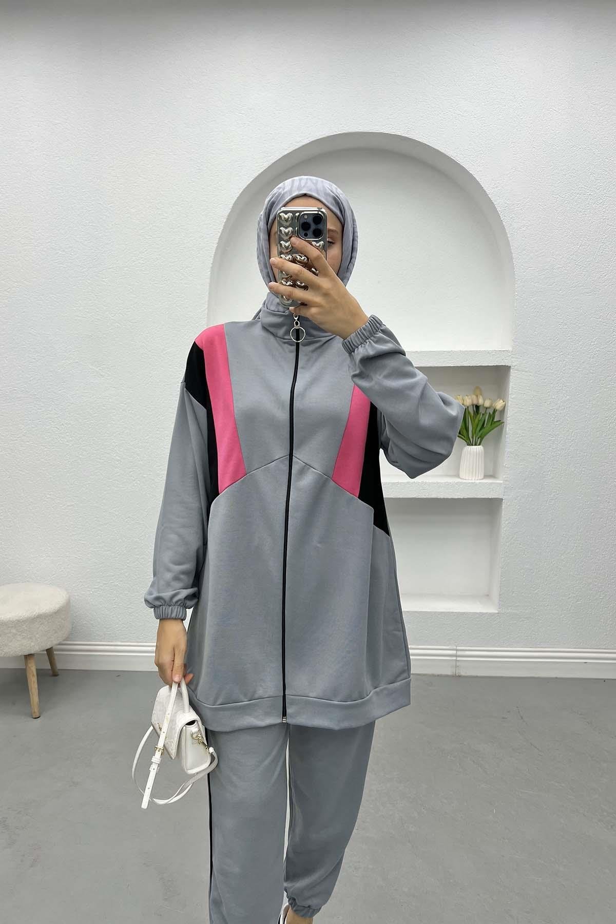 Zippered Tracksuit Gray