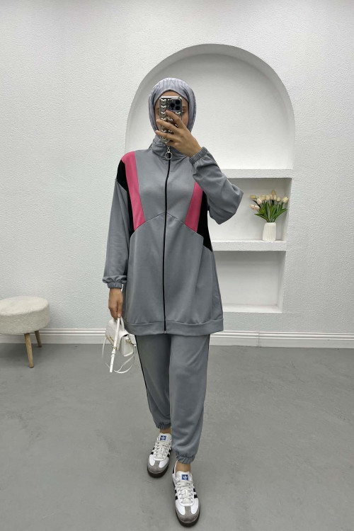 Zippered Tracksuit Gray