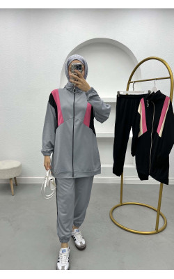 Zippered Tracksuit Gray