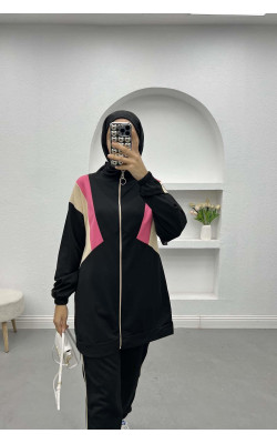 Zippered Tracksuit Black