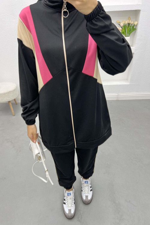 Zippered Tracksuit Black