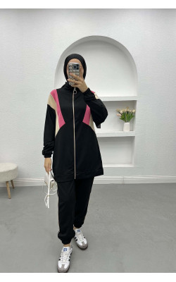 Zippered Tracksuit Black