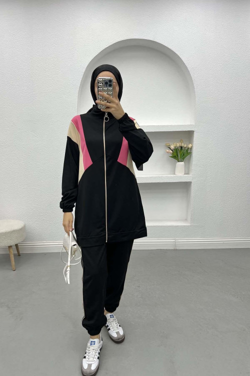 Zippered Tracksuit Black