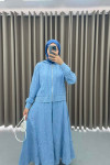 Zippered Skirt Set Blue