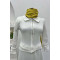 Zippered Ribbed Blouse White