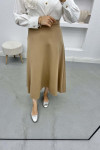 Zippered Flared Skirt Milky Coffee