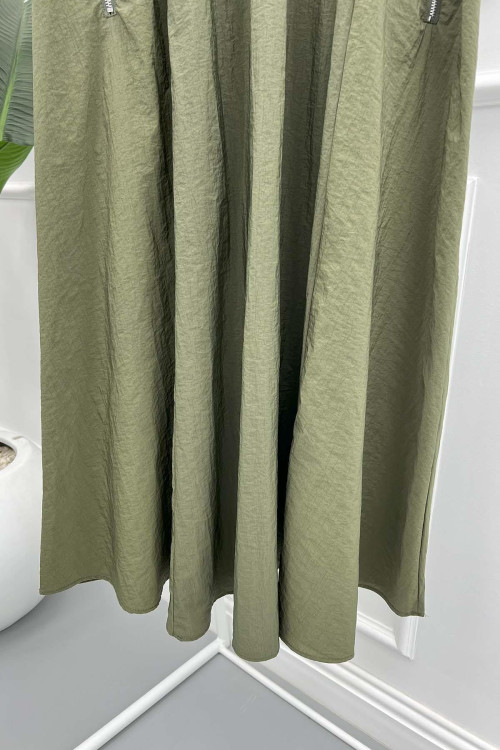 Zippered Parachute Skirt Khaki