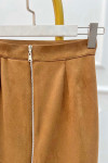 Zippered Suede Skirt Brown