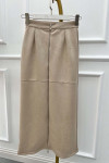 Zippered Suede Skirt Stone