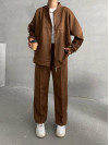 Zippered Suede Suit Brown