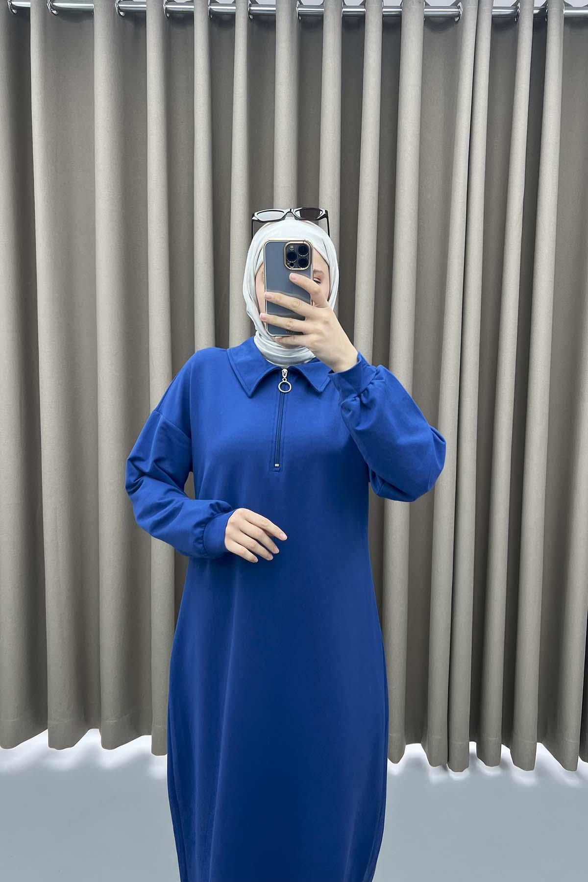 Zippered Sweat Dress Saxe Blue