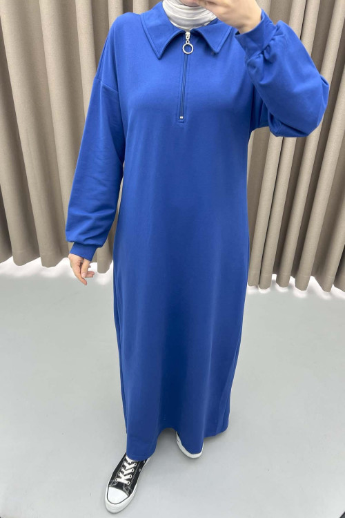 Zippered Sweat Dress Saxe Blue