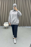 Zippered Three Thread Sweatshirt Gray