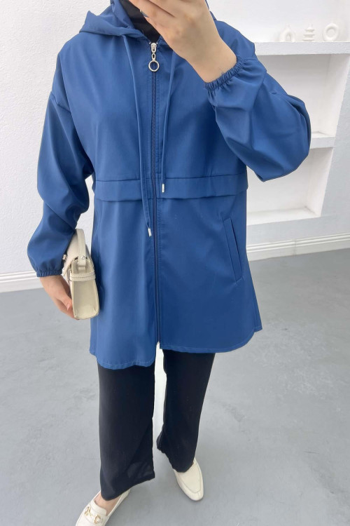 Zippered Raincoat Indigo