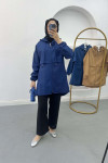 Zippered Raincoat Navy Blue