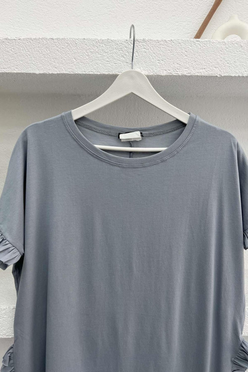 Ruffle T-Shirt Gray