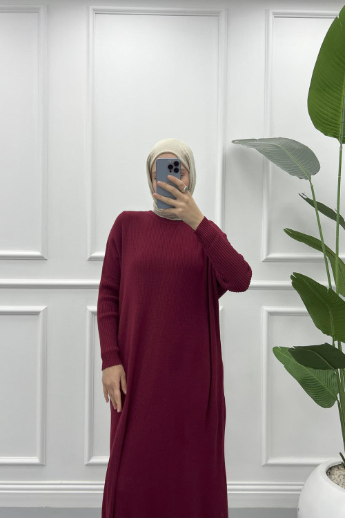 Corduroy Dress Claret Red