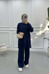 Corduroy Knitwear Suit Navy Blue