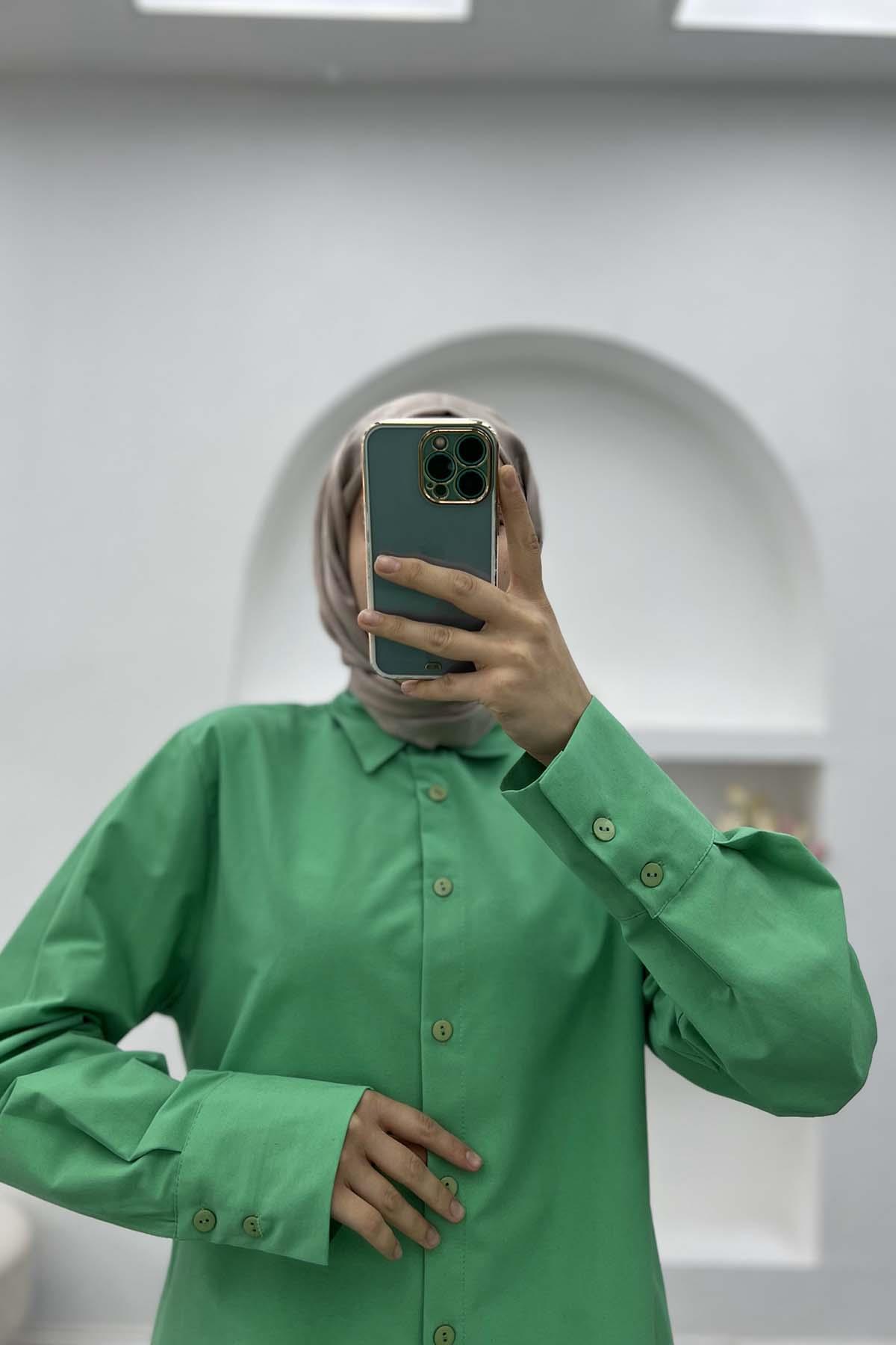 Wide Cuffed Shirt Green