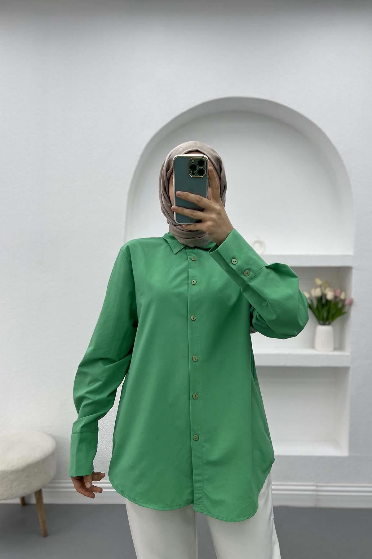 Wide Cuffed Shirt Green