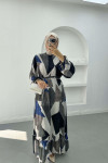 Geometric Pattern Dress Gray