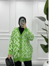 Geometric Pattern Knitwear Cardigan Pistachio Green