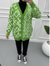 Geometric Pattern Knitwear Cardigan Pistachio Green