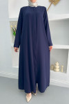 Hidden Zipper Abaya Navy Blue