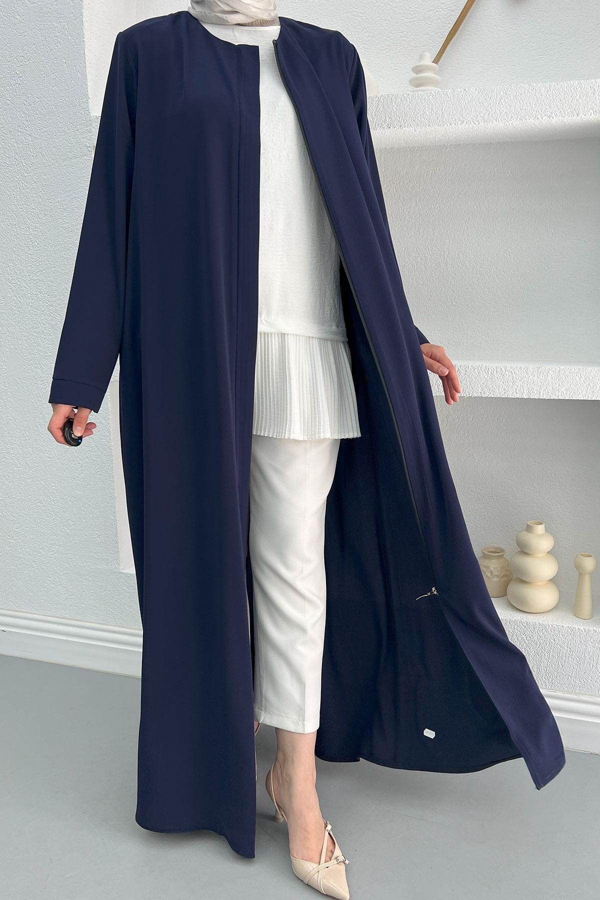 Hidden Zipper Abaya Navy Blue