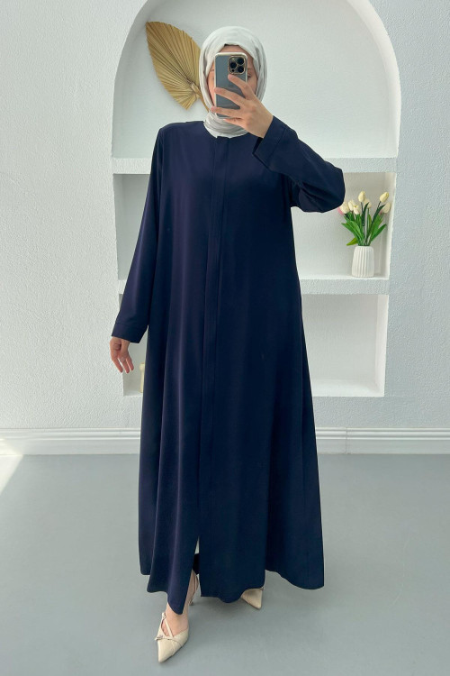 Hidden Zipper Abaya Navy Blue