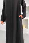 Hidden Zipper Abaya Black