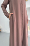 Hidden Zipper Abaya Mink