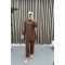 Gold Buttoned Burgu Suit Brown