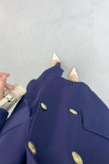 Gold Buttoned Jacket Set Navy Blue