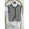 Gold Buttoned Striped Vest Black