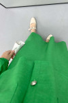 Gold Buttoned Skirt Set Green