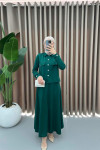 Gold Buttoned Skirt Suit Emerald Green