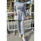 Gold Buttoned Scuba Suit Gray