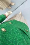 Gold Buttoned Tweed Jacket Green