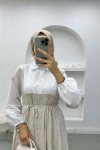 Shirt Detailed Dress Stone