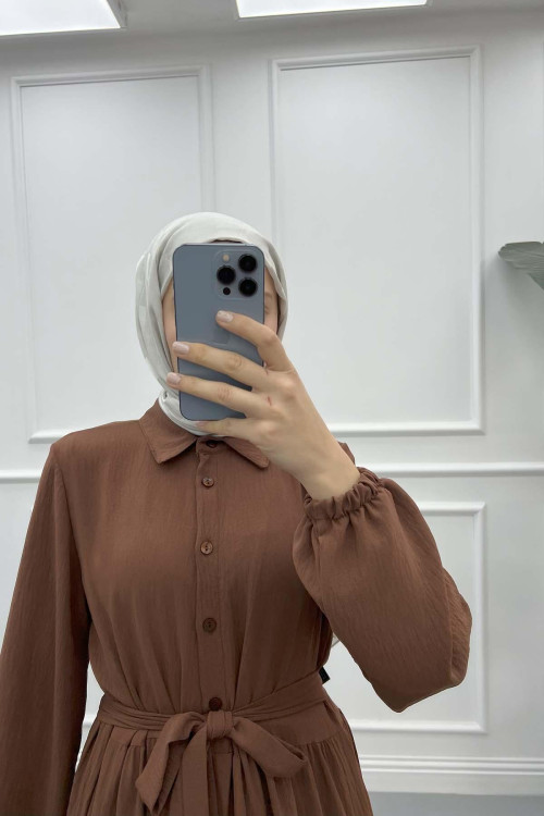 Shirt Collar Dress Brown