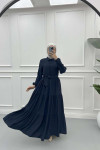 Shirt Collar Dress Navy Blue