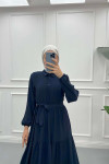 Shirt Collar Dress Navy Blue