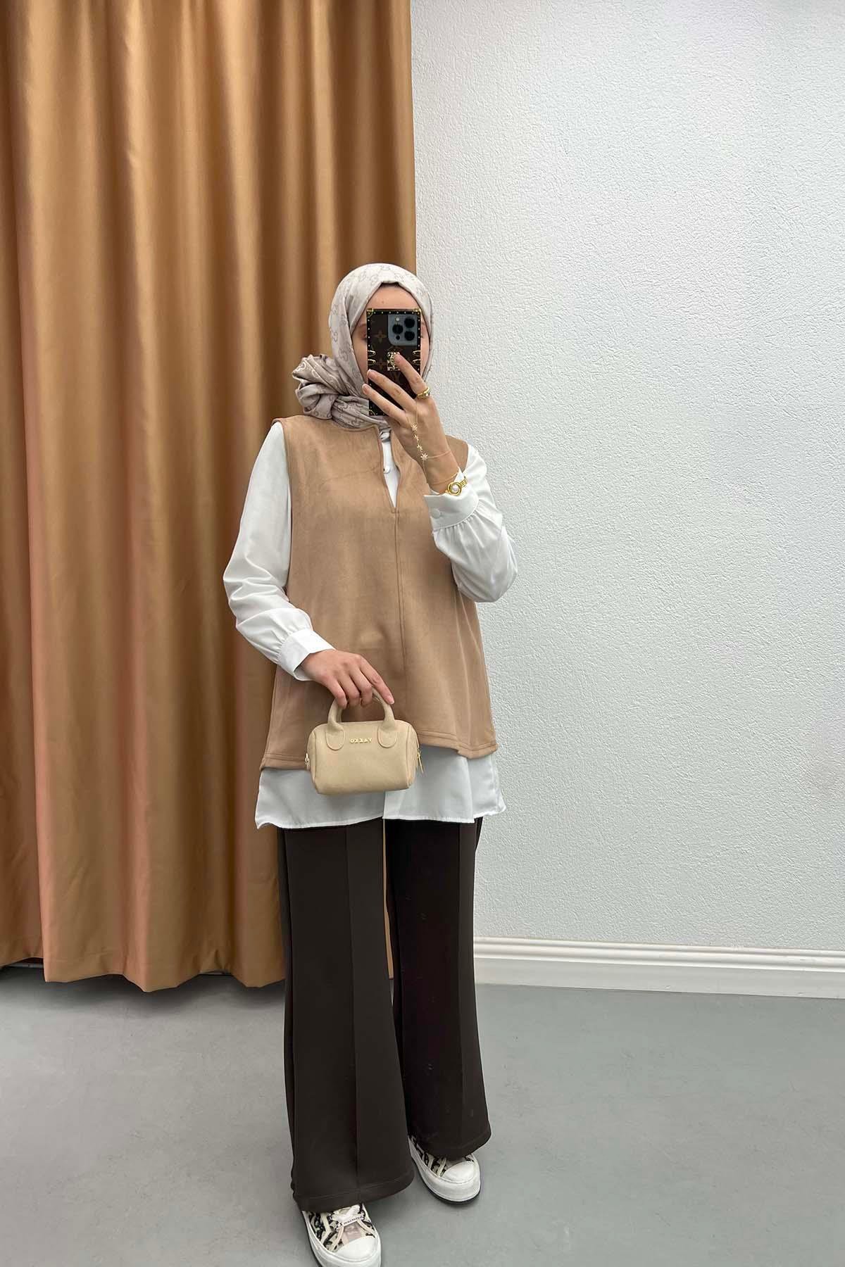 Shirt Suede Sweater Milky Coffee