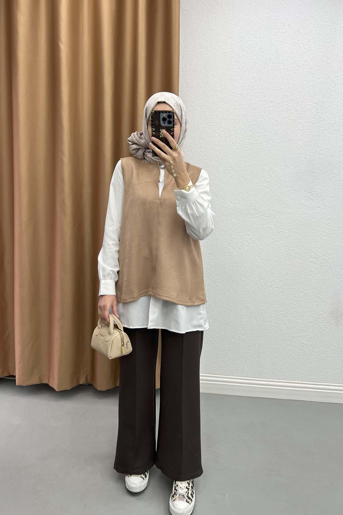 Shirt Suede Sweater Milky Coffee