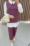 Shirt Vest Set Purple