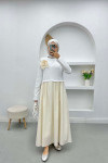 Rose Brooch Dress Cream