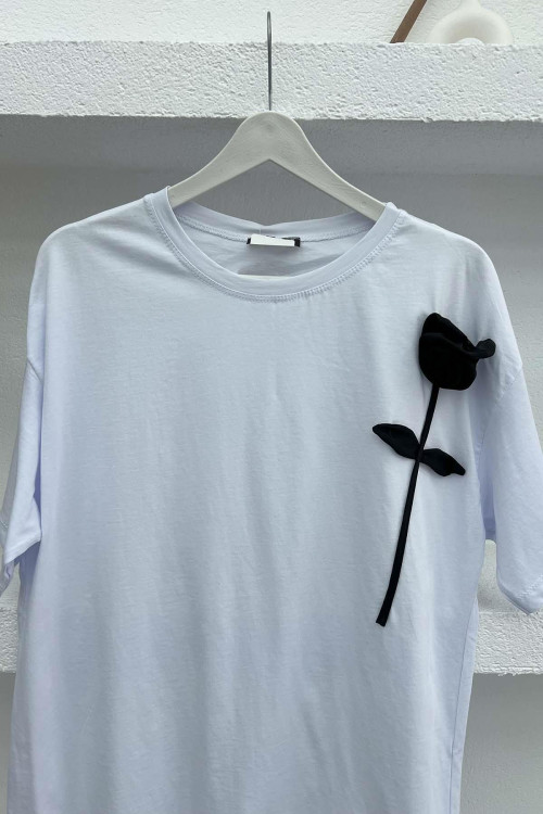 Rose Figured T-Shirt White