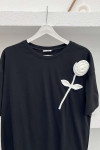 Rose Figured T-Shirt Black