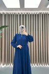 Guipure Embroidered Abaya Navy Blue